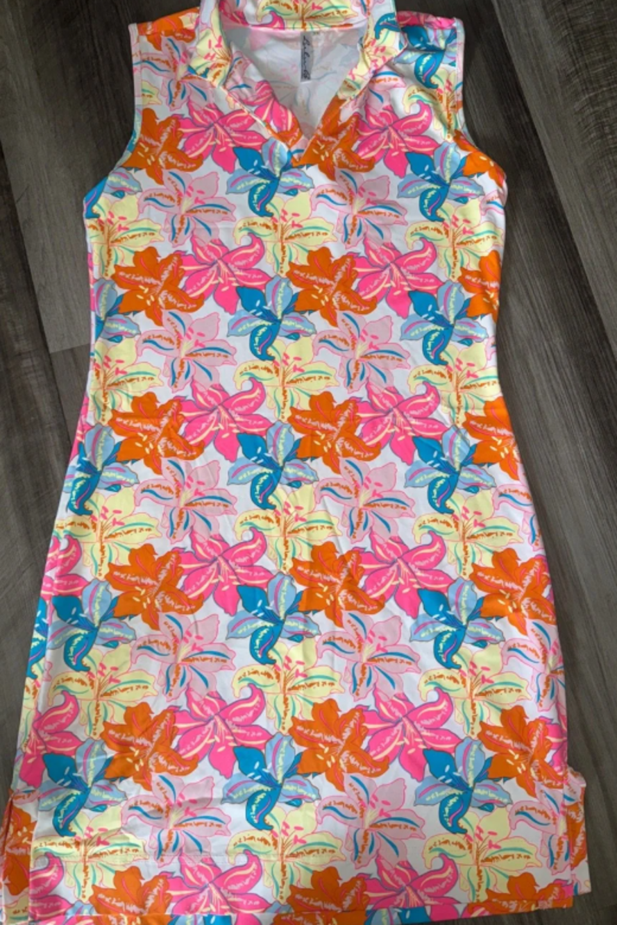 Bright Tropical Floral Sleeveless Golf Dress